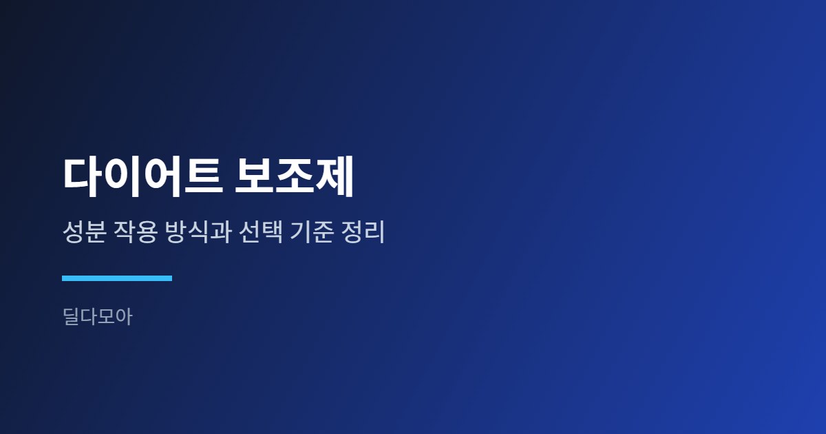 다이어트 보조제 성분 비교 가이드